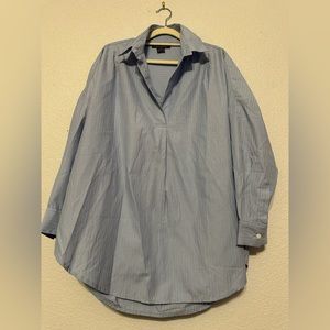 French Connection stripe poplin open front boyfriend shirt
